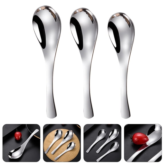 ELAYARD Set of 3 Plated Stainless Steel Spoons with Mirror for Kitchen and Dining Tableware