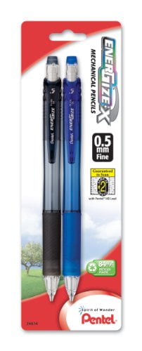 Pentel EnerGize-X Mechanical Pencil, 0.5mm, Assorted Barrel Colors, Pack of 2 (PL105BP2M)
