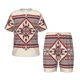 thumbnail image 1 of Fotbe Fashion Tatreez Pijama Estampada de 2 Piezas para Niños – Ropa de Dormir de Manga Corta Cómoda para Niños y Niñas, Camiseta y Shorts de Algodón-Medium, 1 of 6