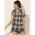 thumbnail image 4 of DARING DIVA Women's Casual Boyfriend Plaid Button Down Flannel Shirt XS Khaki Black, 4 of 6
