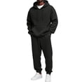 thumbnail image 2 of Men Full Zip Hoodie Tracksuit Set Soft Thick Fleece Sweatsuit Matching Jogger Outfit 2026 Fall Winter Relaxed Set Black XL, 2 of 5