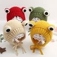 thumbnail image 2 of Baby Hat Solid Color Frog Eyes Autumn Winter Warm Knitting Beanie Cap for Outdoor, 2 of 6