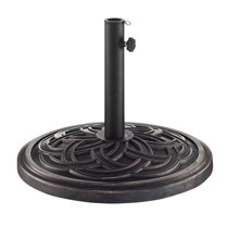 Pemberly Row Round Circle Weave Umbrella Base in Antique Bronze