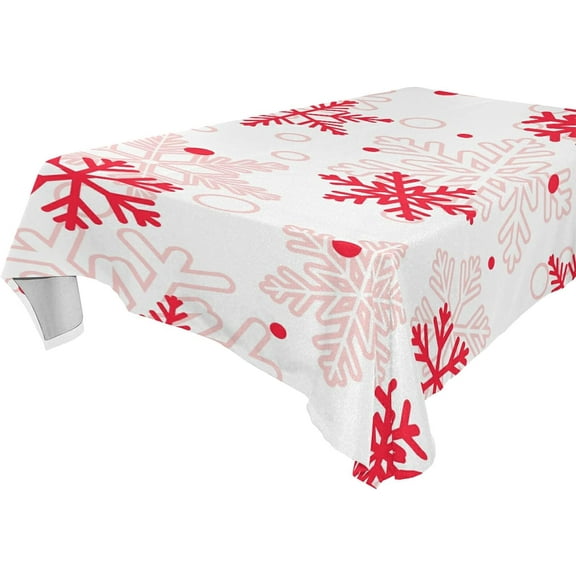 SKYSONIC Christmas Snowflake Tablecloth Waterproof Washable Polyester Square Table Cover Durable Tablecloth for Kitchen Dining Table Party Decor (54 X 54 Inch)