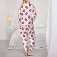 thumbnail image 6 of Wukai Hand Drawn Strawberry Print Women's Pajama Set - Soft Long Sleeve Sleepwear for Comfort and Style-Small, 6 of 9
