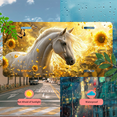 thumbnail image 3 of 1 Pcs 2D Flat License Plate Covers & Frames, White Horse in Sunflower For Decorative Front, Waterproof For Decoration Aluminum License Plate Covers & Frames Cover For Men Women, 12" X 6", 3 of 4