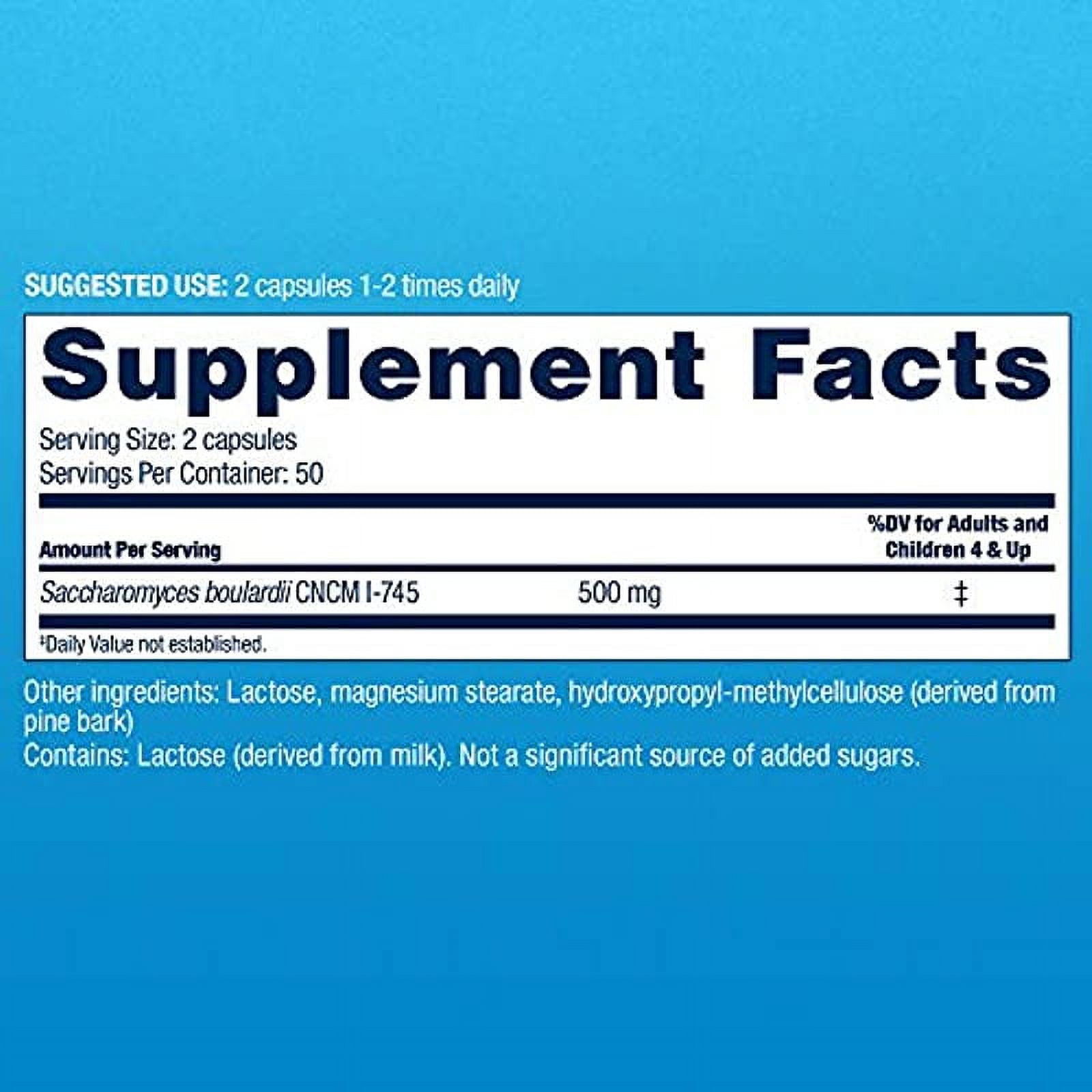 Florastor Daily Probiotic Supplement for Women and Men, Proven to Support Digestive Health, Saccharomyces Boulardii CNCM I-745 (100 Capsules)