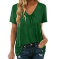 thumbnail image 1 of Gibobby Camiseta de Manga Corta con Cuello en V Camiseta suelta informal con cuello en V para mujer, blusa manga corta con estampado(Verde,XL), 1 of 5