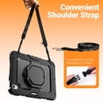 thumbnail image 4 of for iPad Air 11 inch Case (M4 2026/M3 2025/M2 2024), 360 Rotating Shockproof Cover with Stand, Handle, Shoulder Strap, Black, 4 of 7