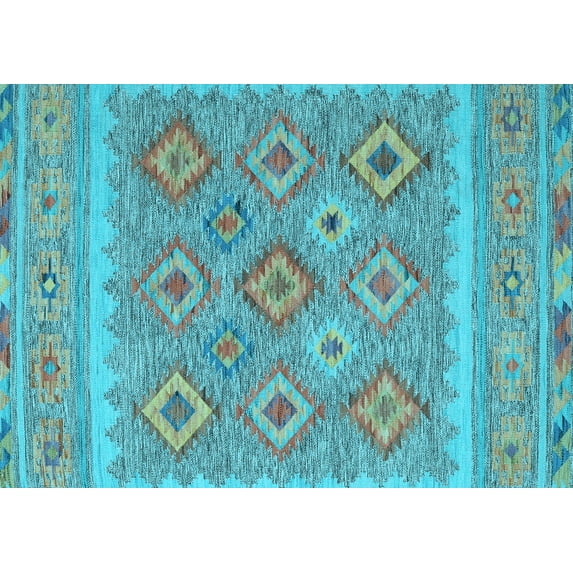 Ahgly Company Indoor Rectangle Southwestern Light Blue Country Area Rugs, 8' x 12'