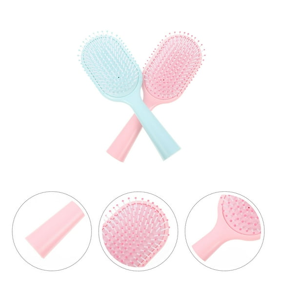 COOPHYA 2Pcs Hair Brush Set For Girls With Design Pink And Light Blue