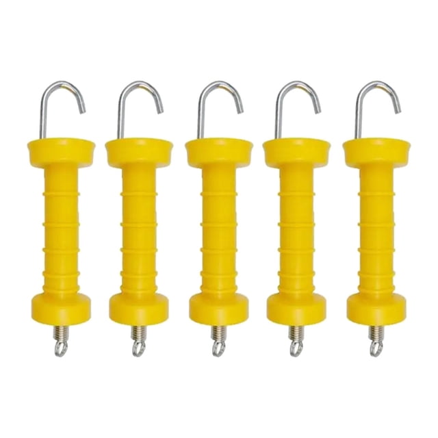 5 manijas para portones de cercas eléctricas, manijas de resorte aisladas, fácil instalación Amarillo