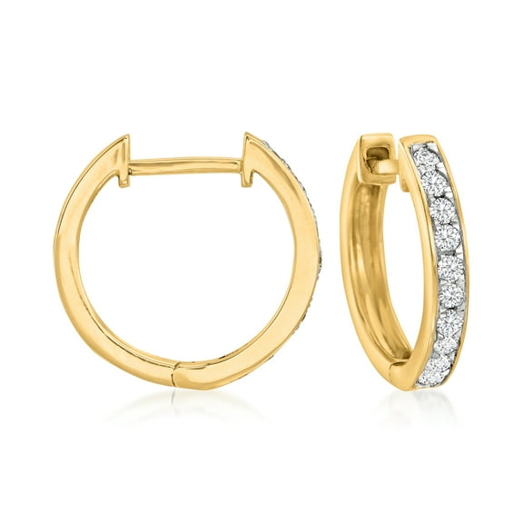 Ross-Simons 0.25 ct. t.w. Diamond Huggie Hoop Earrings in 14kt Yellow Gold, Women's, Adult