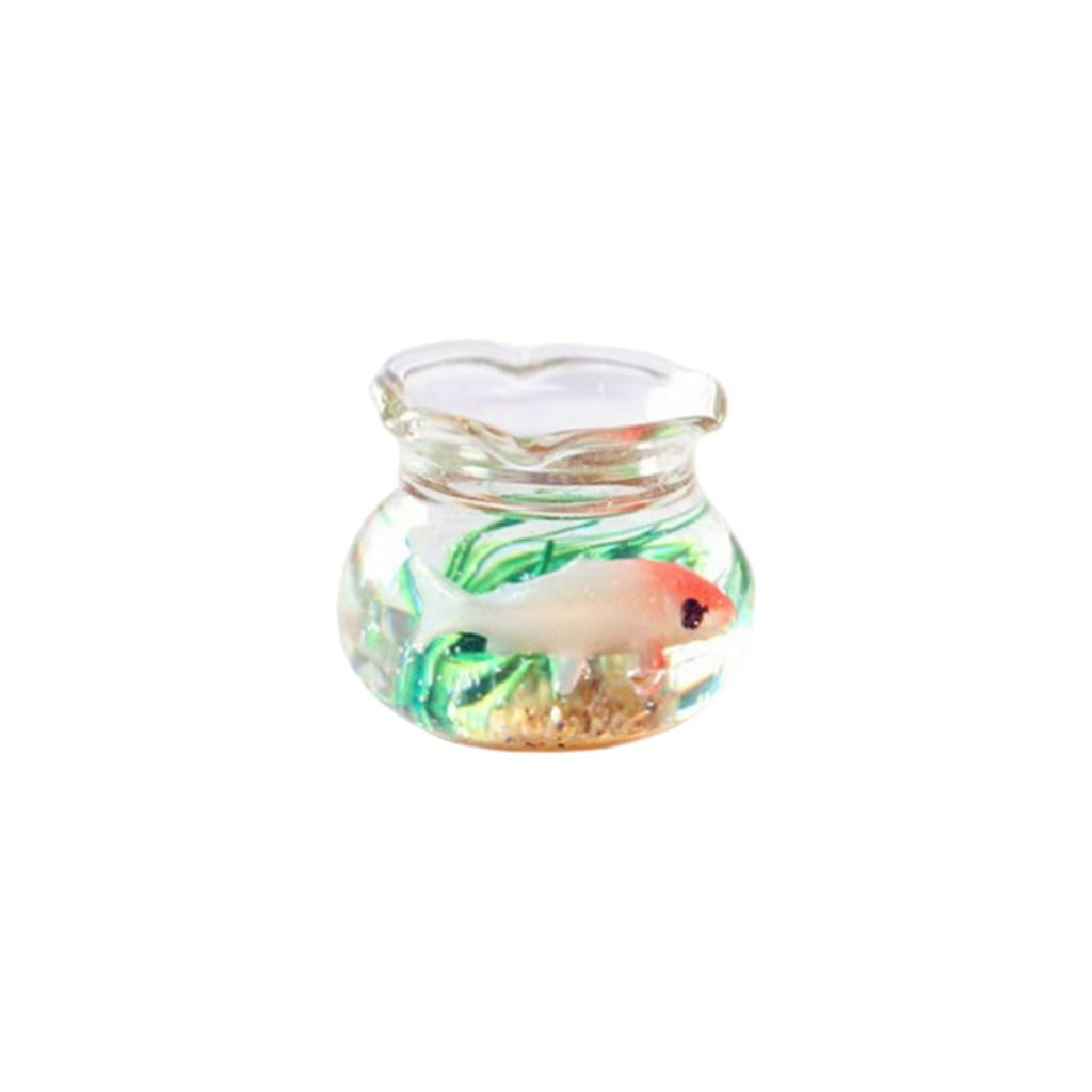 16 Scale Dollhouse Fish Tank Kids Pretend Miniature Fish Bowl