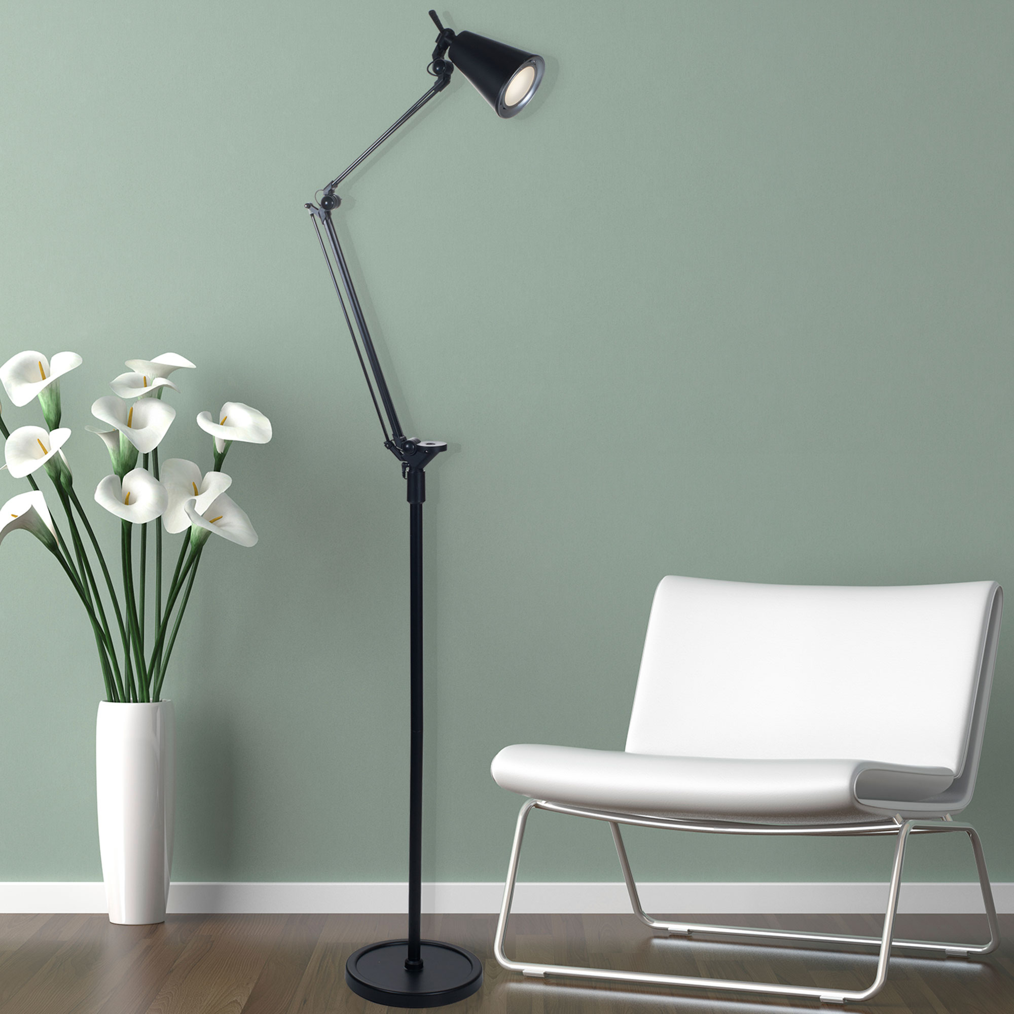 LED table floor lamps gray spots swiveling wood stand reading light SAMSUNG CHIP