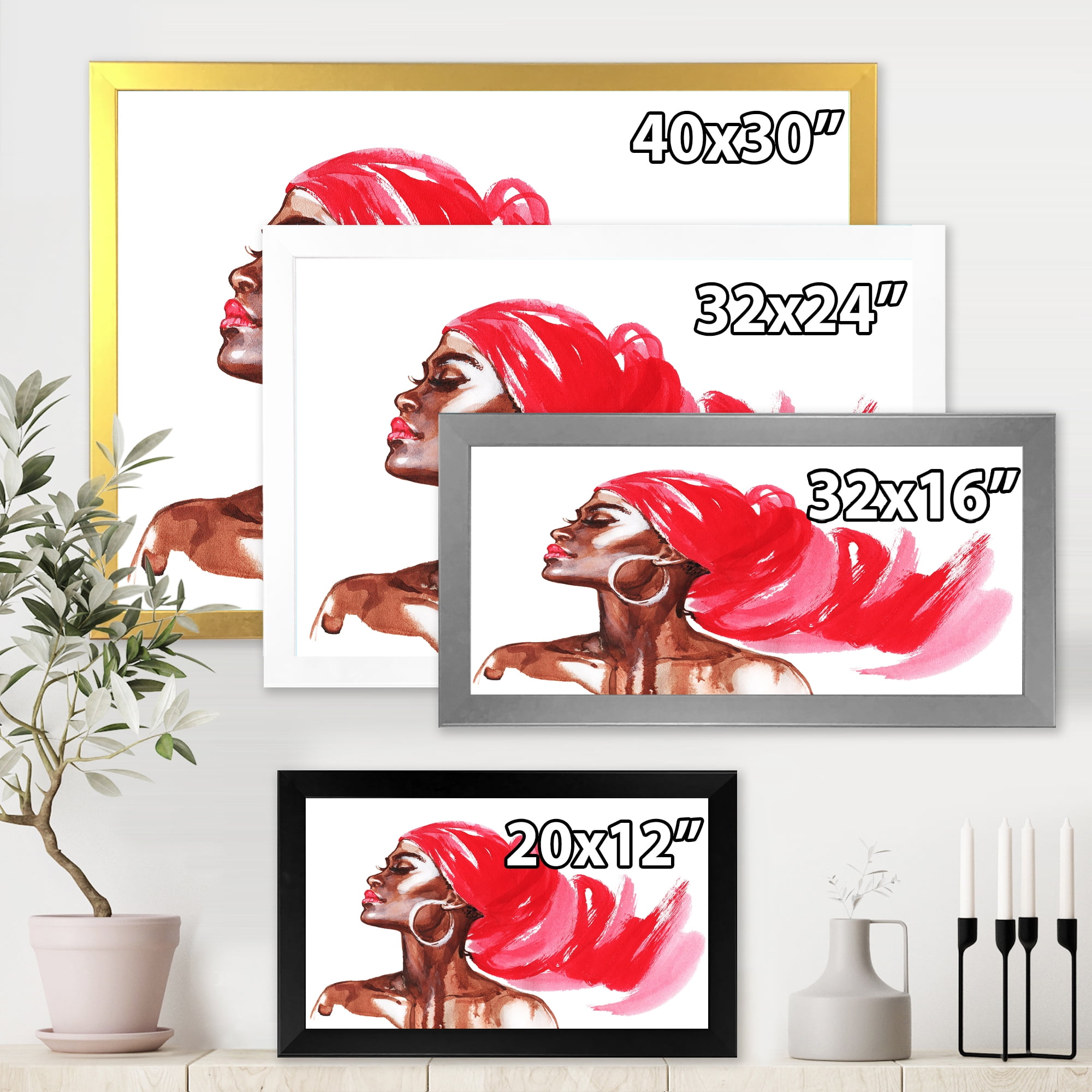 Designart 'Portrait of Afro American Woman IX' Modern Framed Art Print