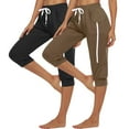 thumbnail image 2 of XuJwPNcy 2pc Women's Capris Drawstring Low Waisted Casual Comfy Jogger Capri Pants Athletic Workout Cropped Pants, 2 of 7
