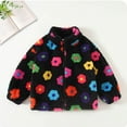 thumbnail image 5 of OGLCCG Girl's Colorful Floral Fuzzy Fleece Jacket Zip Up Mock Neck Long Sleeve Soft Sherpa Coat Fall Winter Warm Outerwear 2-8 Years, 5 of 8