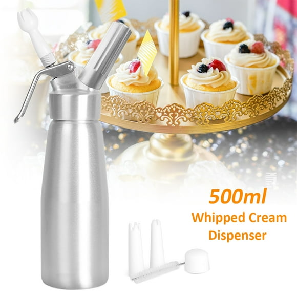 Graflsoa 500ml Aluminum Whipped Cream Dispenser with 3 Nozzles for Desserts & Beverages