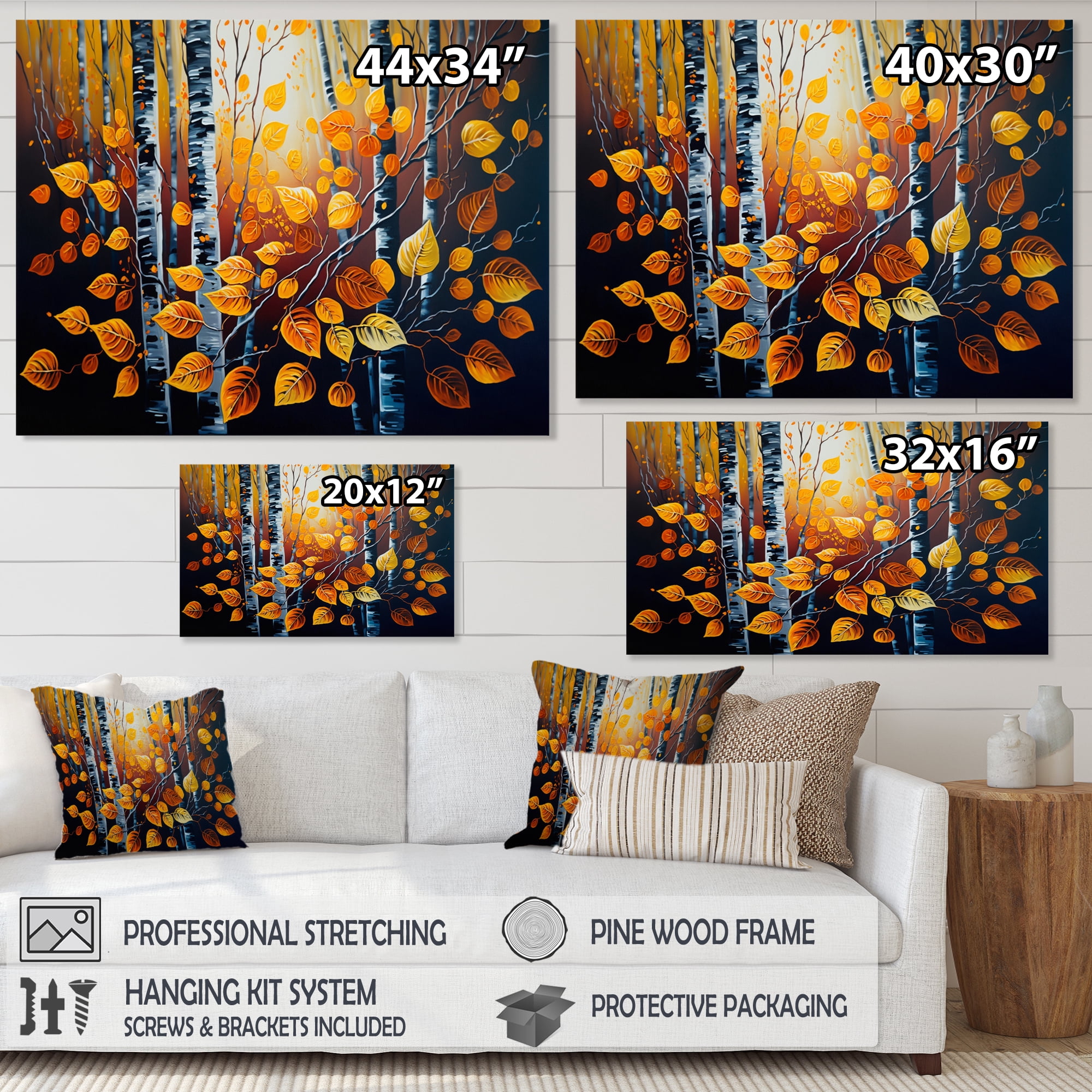Designart Into A Golden Birch Forest IV Canvas Wall Art