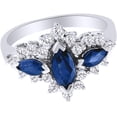 thumbnail image 2 of beryl_creation 925 Sterling Silver 1.35 Ct Marquise Cut Blue Sapphire Halo Engagement Wedding Ring 14K White Gold Plated For Women's -5, 2 of 2