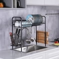 thumbnail image 4 of Kitchen Sink Rack, Stainless Steel Single Layer Sink Shelf 36.6" x 11" x 23.6" Kitchen Bowl Rack, Black, 4 of 8