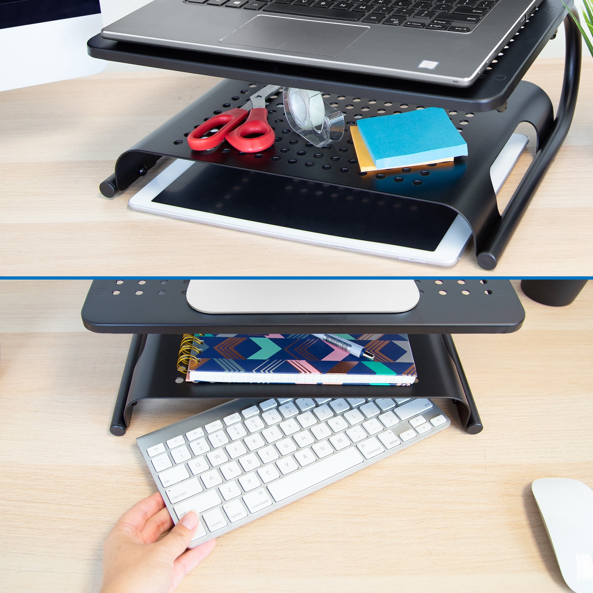 Mount-It! Two Tier Monitor Riser | Fits 13-32 Inch Screens | Storage Shelf