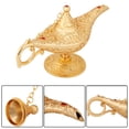 thumbnail image 2 of Qioni Lámpara de Aladín, Metal Tallado Aladdin Lámpara Magic Vintage Inicio Té Aceite Olla Arte árab z Deseando Lámpara Pot Oro lampara aladdin lampara Spptty coleccionables, 2 of 7