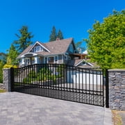 ALEKO Steel Single Swing 18 x 6 feet Black Driveway Gates Paris Style