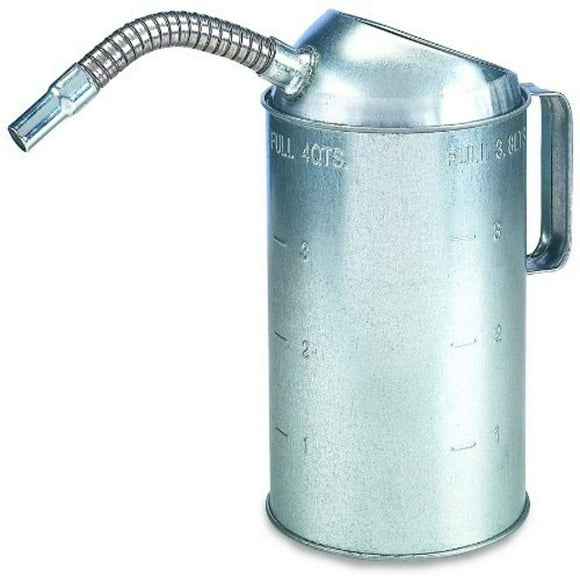 Galvanized Steel 2 Quart Measure Can with Flex Spout for Durability