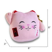 Lucky Cat Official 8 Plush, Cute Stuffed Animal MANEKI NEKO Anime Plush Waving Cat, PINK Color Cat Plush, Plushie Lucky Cat Waving Arm Stuffies. Japanese Decor Kawaii Plushies.