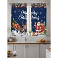 thumbnail image 2 of Semi Sheer Window Curtains 72 Inches Long, Navy Blue Christmas Rod Pocket Silky Chiffon Curtain Treatment Drapes for Kitchen, Living Room, Santa Elk Gifts Snowflake Winter Xmas Tree 52"x72", 2 Panels, 2 of 9
