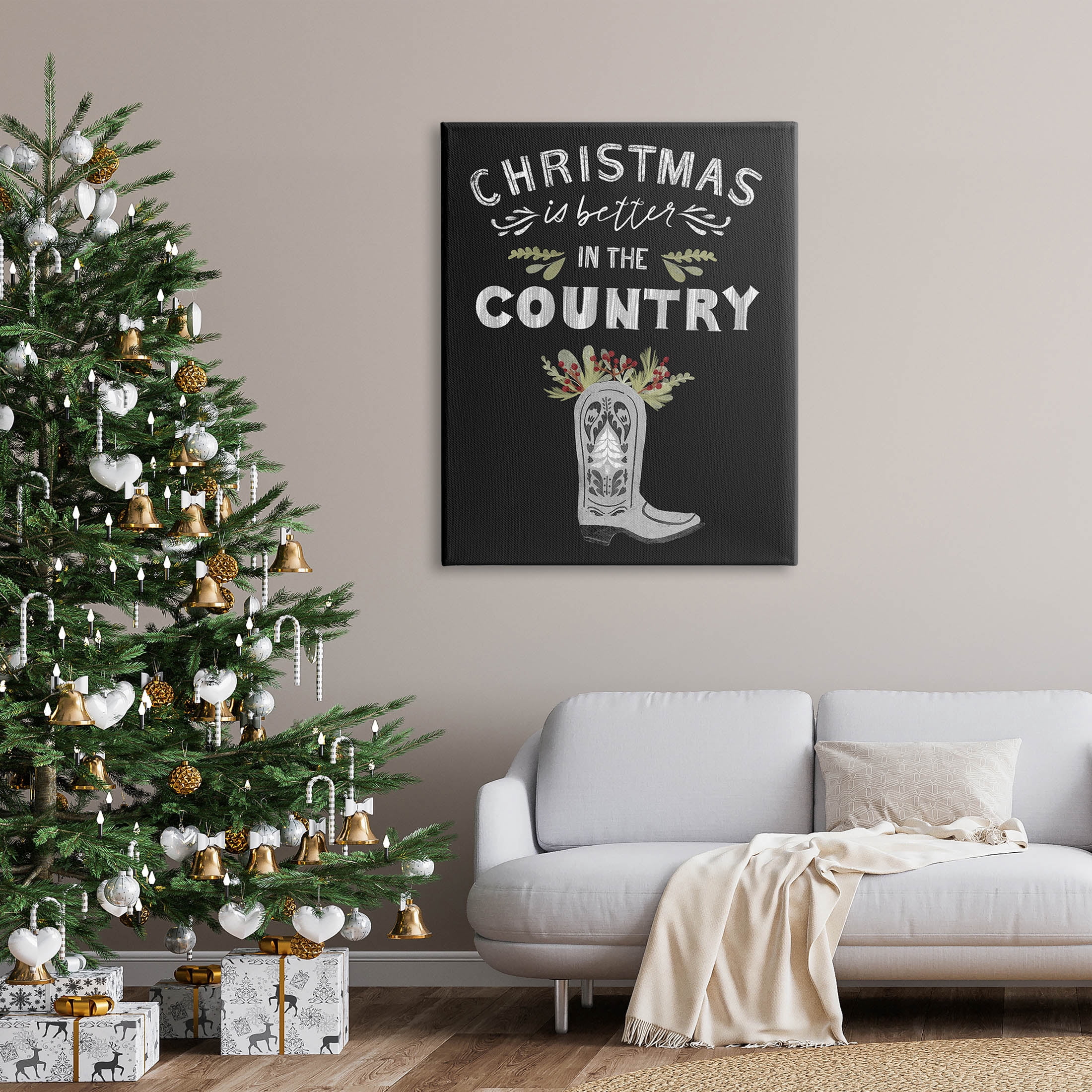Christmas Better In Country Phrase Holiday Graphic Art Gallery Wrapped Canvas Print Wall Art
