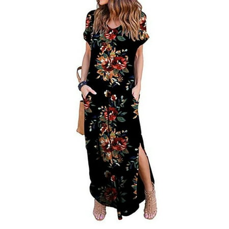 

Lumento Women Floral Print Casual Nightgown Dress Long Maxi Shirt Nightdress Ladies Pajamas Sleep Dress Nightwear Lounge Wear Maxi Dress