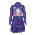 thumbnail image 5 of DISNIMO Galaxy Axolotl Dress Girls 5-6 Fall Dresses Girls Beach Dress Kids Long Sleeve Skater Dress Girls Swing Dress with Collar Button Up Dress Girls Twirling Dresses Children Church Dress, 5 of 7