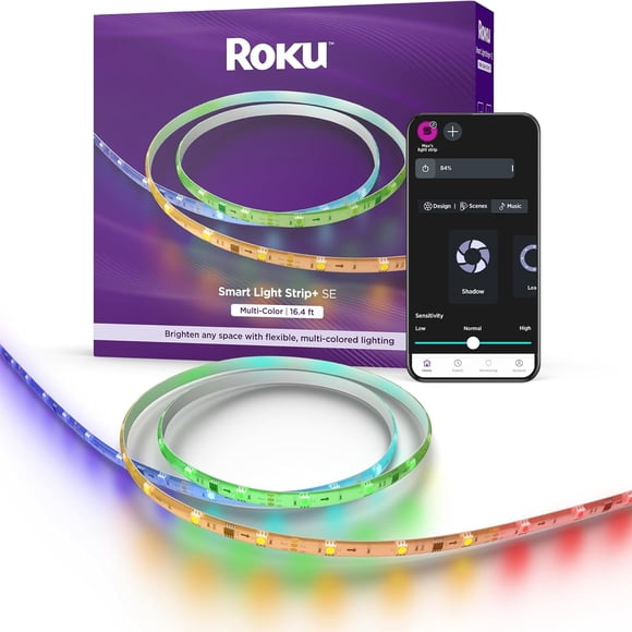 Tira de luces LED Roku Smart de 16.4 pies con brillo ajustable