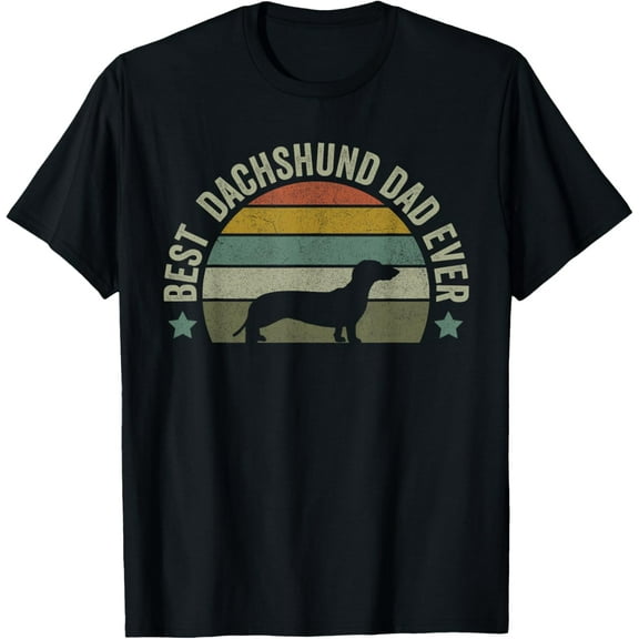 Mens Best Dachshund Dad Dog Shirt, Fathers Day Funny Doggy T-Shirt men and women can wear, black, white, gifts