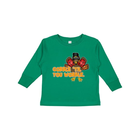 Inktastic Gobble Til' You Wobble Boys or Girls Long Sleeve Toddler T-Shirt