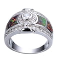 thumbnail image 3 of Unisex Copper Ring with White Diamond Zircon Stone Orange Opal White Opal and Blue Opal Options Fashion Jewelry Ring Gift for Women and Men, 3 of 7