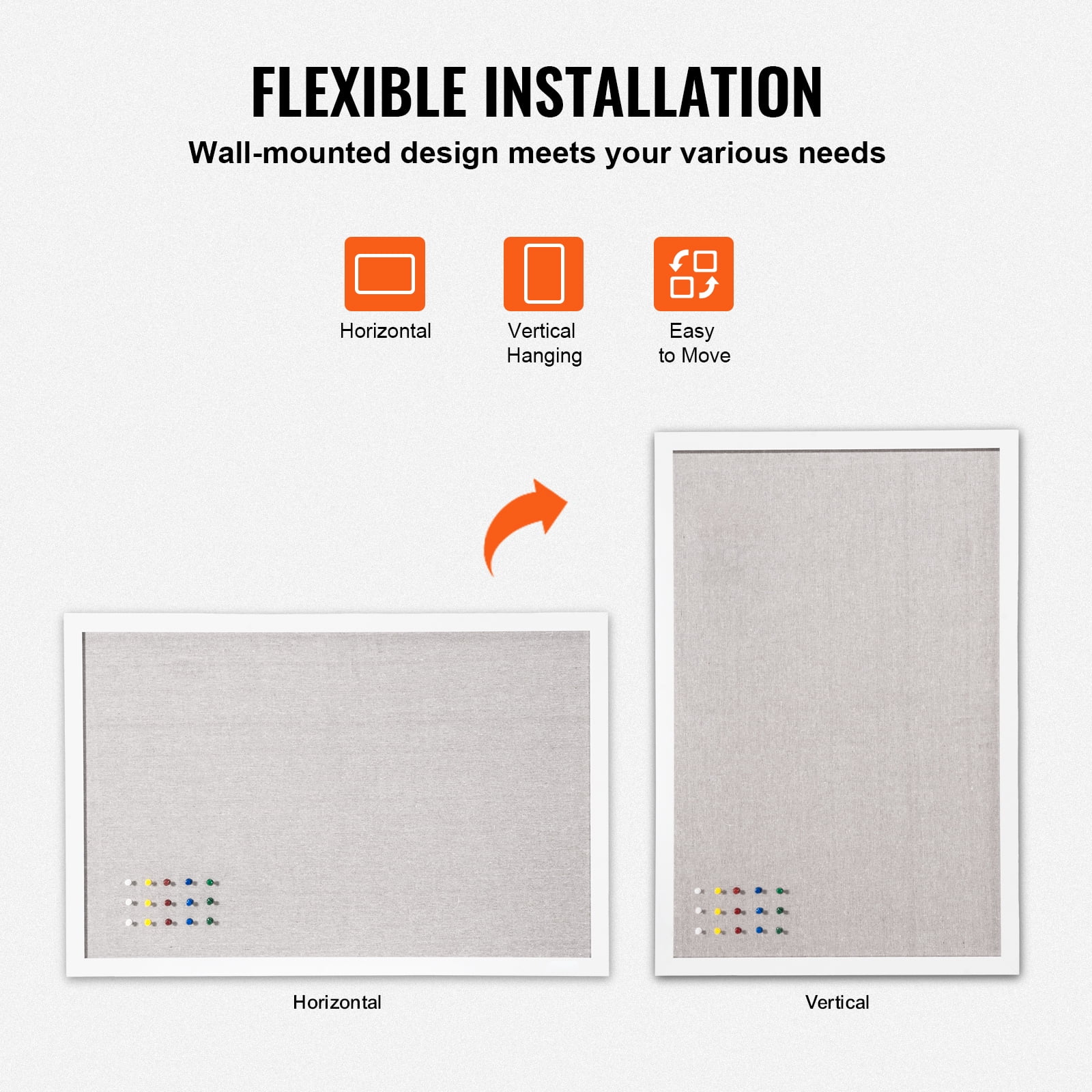 KFFKFF 48"x36" White Cork Board featuring Linen Surface - Chic Wall-Hanging Message Board for Home, School, Office - Sophisticated & Practical Information Display