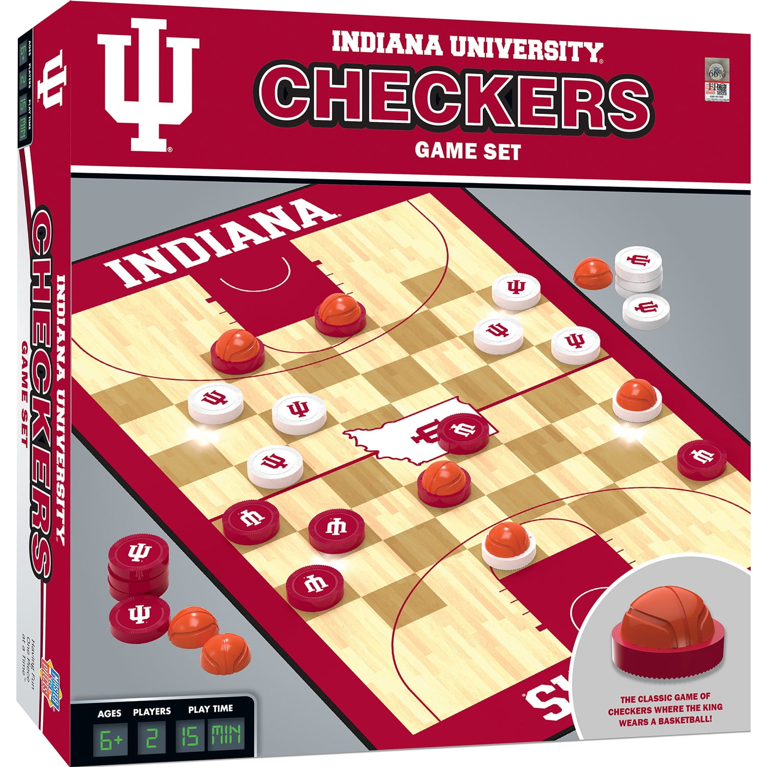 MasterPieces Officially licensed NCAA Indiana Hoosiers Checkers Board Game for Families and Kids ages 6 and Up