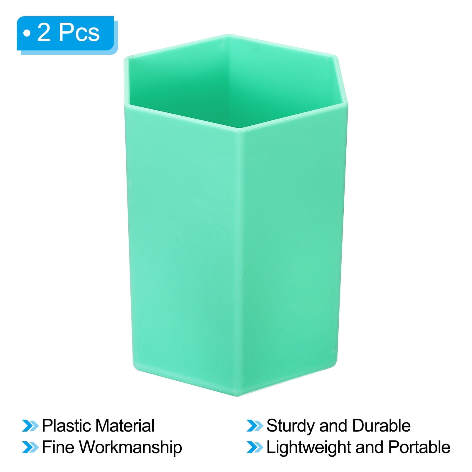 Unique Bargains Pencil Holder Plastic Makeup Brush Holder Hexagon Office Green