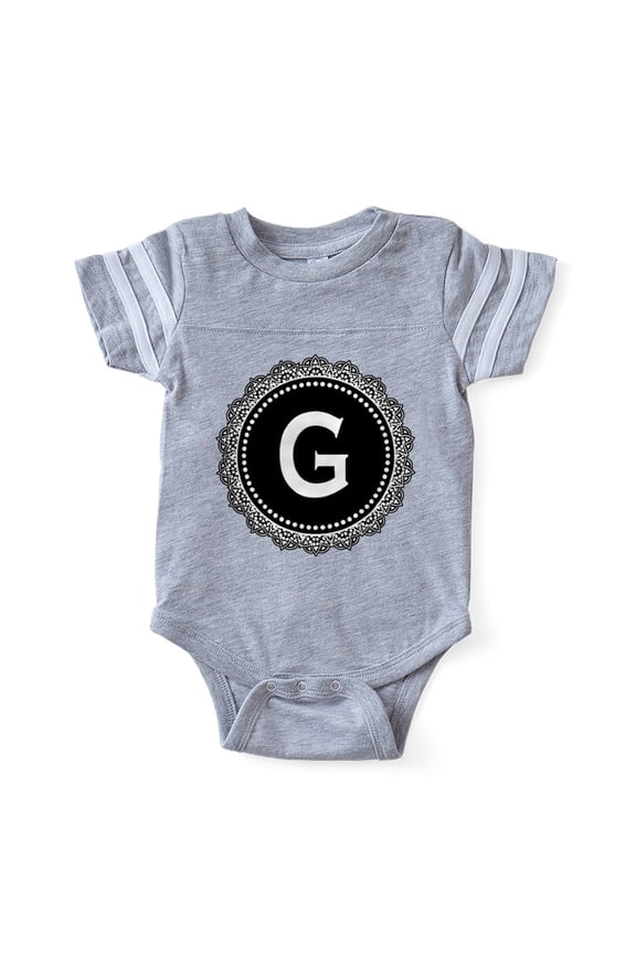 - Monogram Medallion G - Cute Infant Baby Football Bodysuit