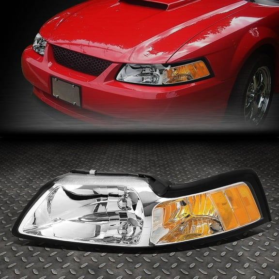NUVISION for 99-04 Ford Mustang OE Style Chrome Driver Left Side Headlight