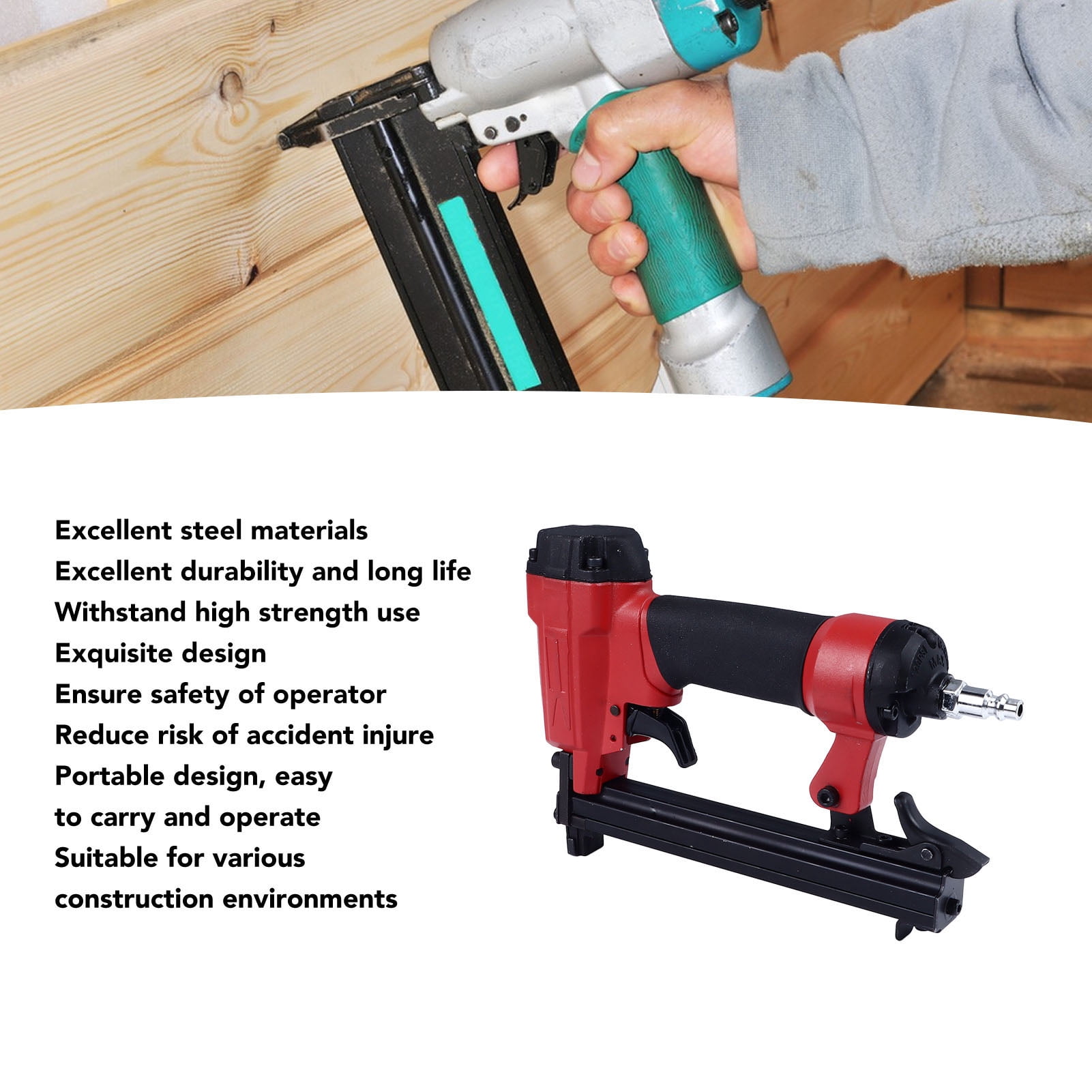 Suodoka Air Nailer Pneumatic 1013 U Shaped Steel Nail Gun Stapler for Furniture Engineering Home Improvement Projects (0.24 - 0.51 inches / 6 - 13 mm)
