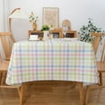 thumbnail image 5 of Easter Pink Green Blue White Pastel Gingham Tablecloth Rectangle 60" X 120" Spring Table Cloth - Plaid Checkered Oblong Polyester Table Cover Reusable Water Resistant for Summer Holiday Table Décor, 5 of 6