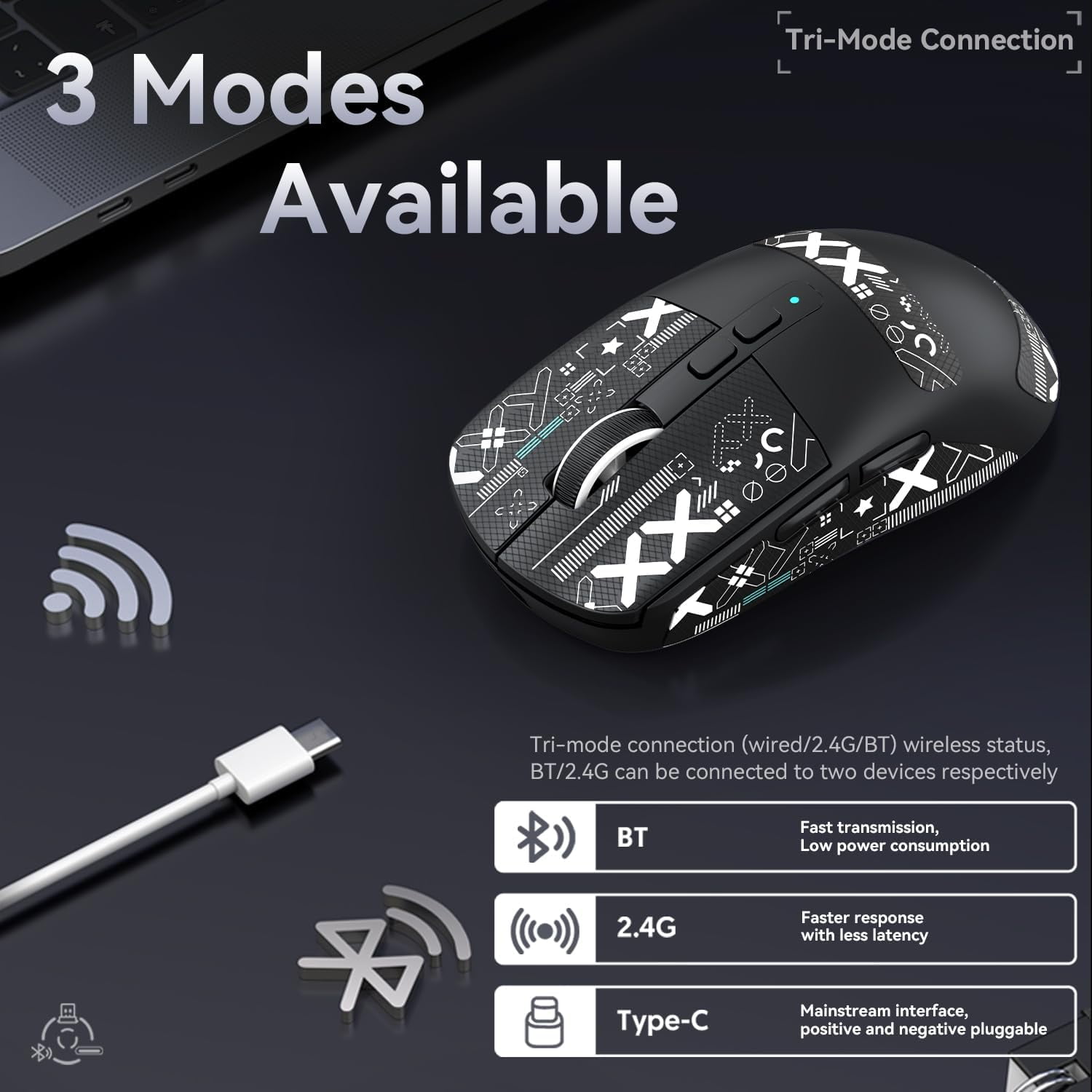 ATTACK SHARK X6 Optical USB Wireless Gaming Mouse, Black Pro