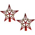 thumbnail image 2 of Bienvenido 2 piezas de estrella para la punta del árbol de Navidad, estrella dorada con purpurina, decoración para el árbol de Navidad (rojo + dorado), aprox. 19 cm, 2 of 7