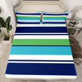 thumbnail image 2 of Manfei Geometric Lines Bed Sheets,Minimalism Geometric Stripes King Sheets,Green Blue White Sheet Set For Girls Boys,Super Cozy Room Decor,4-Piece, 2 of 7