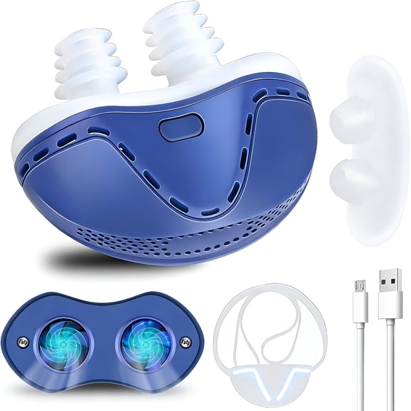 XIRQI Anti Snoring Device with Adjustable Dual Vortex Fan, Rechargeable Nasal Dilator for Men and Women, Soft Silicone Nose Clip to Reduce Snoring and Improve Sleep Quality, Blue